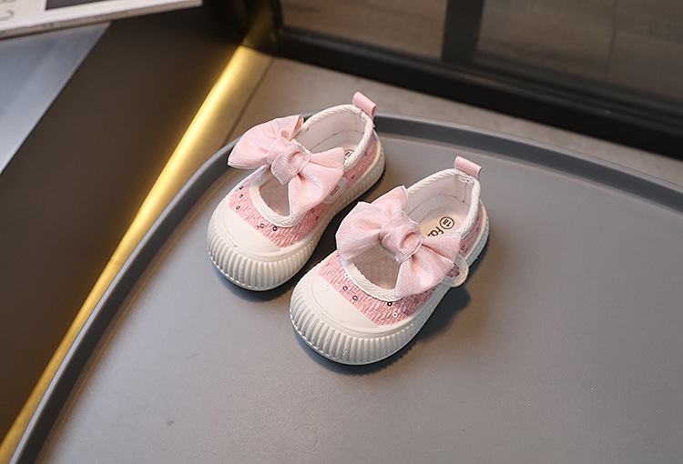 Per bambini 2024 Primavera e Autunno Nuova edizione coreana casual Scarpe con bocca quadrata in tela per ragazza 1-3 anni_voghion.com
