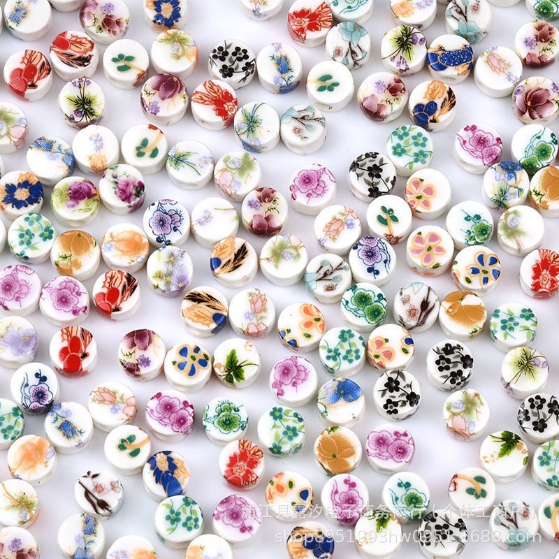 Flores de cerámica oblata esmalte de color decal de cerámica flores de estilo chino hechas a mano DIY collares pulseras pendientes accesorios