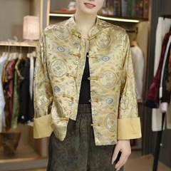 新中式外套女宋锦提花外套立领气质国风春秋2025新款妈妈装外套