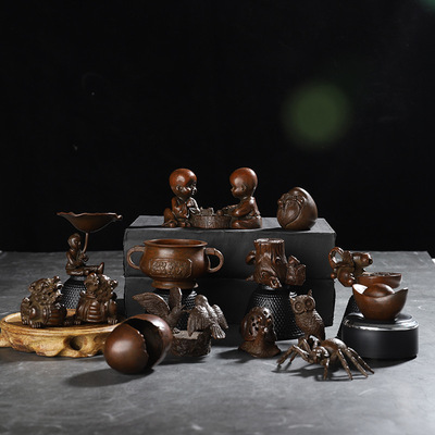 Manufactor Supplying Copper Arts Tea darling Chinese style tea set Copper solid Decoration Delicate tea tray Small objects customized