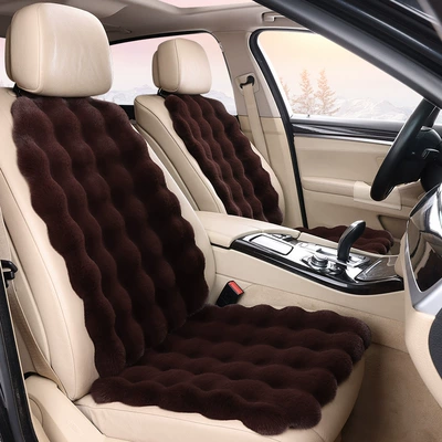 Universal Single-Piece Rear Non-Shedding Car – Seat cushion, seat cover - brown-1-single-seat-1-backrest-bubble-plush