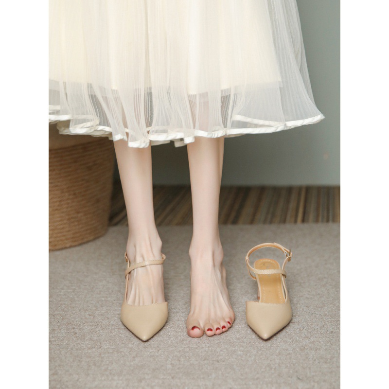 Sandals nude heels pointed-toe