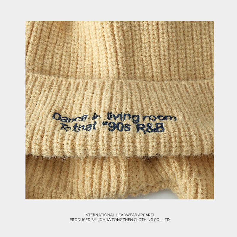 Herbst- und Winterpullover für Kinder, koreanische Ausgabe, bestickter Riemen, gestrickt, Outdoor-Skifahren, warmer Gehörschutz für Herren_voghion.com