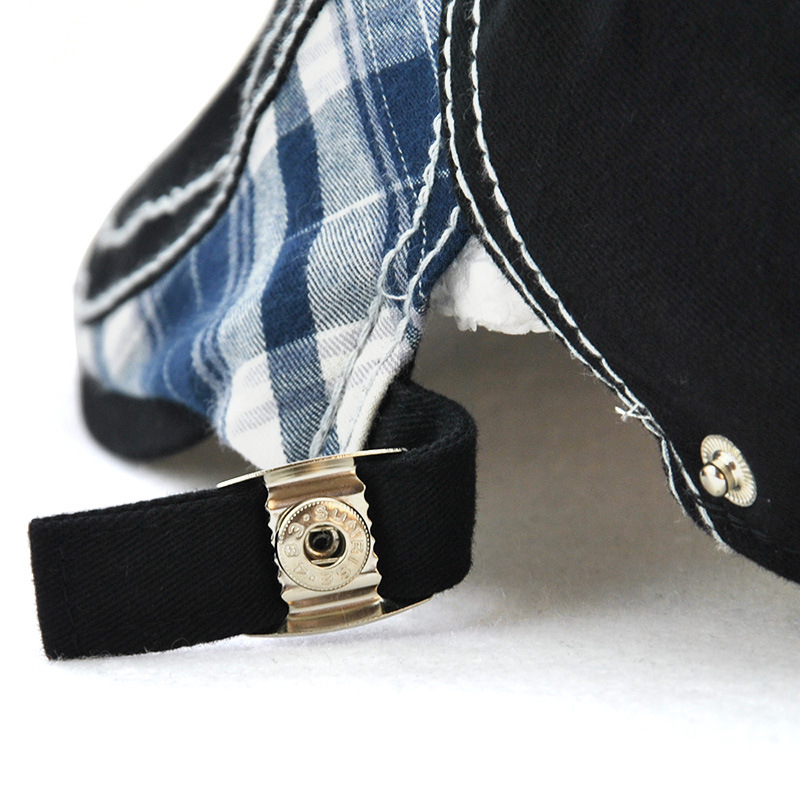 Cappello da anatra unisex in tessuto scozzese con giunture parallele a freccia ricamata con filo, visiera esterna_voghion.com