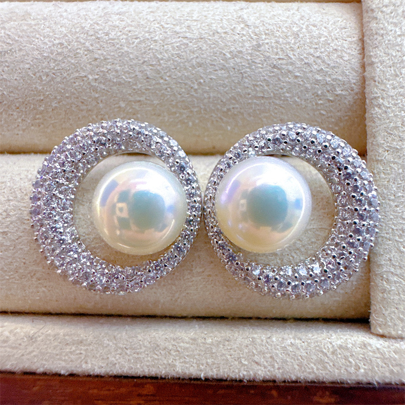 26g Weight Pearl, Zircon Inlay Material Pendant Necklace, Earrings Classification cable chain Chain Type Holiday, Daily Occasion Circle Pattern Women's Gender Inlay Design Casual, Simple Style Style Casual Simple Style Inlay Circle Pearl Zircon Pendant Necklace Earrings 9