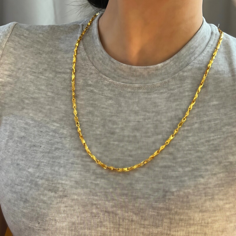 New Style Gold-Plated Jewelry Set: High-Gloss Engraved Ingot Chain Necklace for Men and Women, Simple Versatile Bracelet, Gold-Plated Jewelry Set New Style Gold-Plated Jewelry Set: High-Gloss Engraved Ingot Chain Necklace for Men and Women, Simple Versatile Bracelet, Gold-Plated Jewelry Set