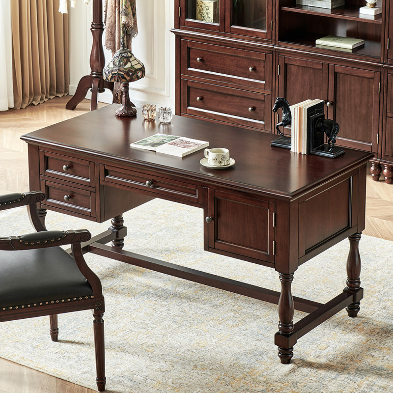 Tyroburg American Style Desk All Solid Wood Cherry Wood Advanced Sense Workbench Vintage Study Furniture suit Combination