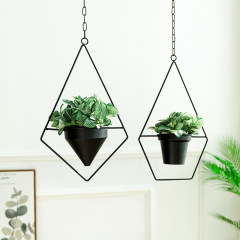 Wrought iron flower pot, hanging suspended plant pot, plant hanging basket, wall-mounted hanging rack, succulent small pot, suspended pot