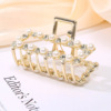 Brand Japanese cute hairgrip from pearl, metal crab pin, shark, accessory, simple and elegant design, European style