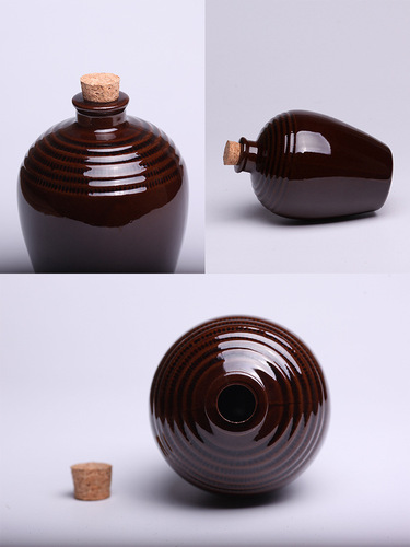 S588 ceramic wine bottle, small wine jar, jug, household 1 catties roasted flower soaking wine jar, clay pottery, one pound red black glaze