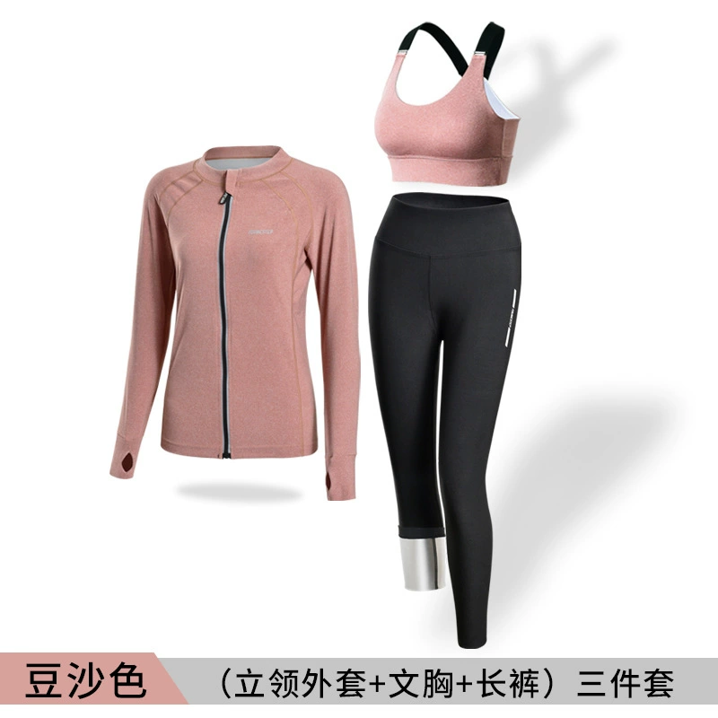Sports set running suit, hooded or stand-collar jacket with leggings, plus sizes S–3XL