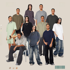 BE men's clothing 2025 new trendy brand heavyweight 345G basic short-sleeved pure cotton loose casual T-shirt summer T-shirt men