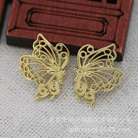 DIY ювелирные изделия из чистой меди 24 К медь настоящий золотой цвет 19*15 мм щепотка Шелковая бабочка аксессуары Корона шпилька B2024