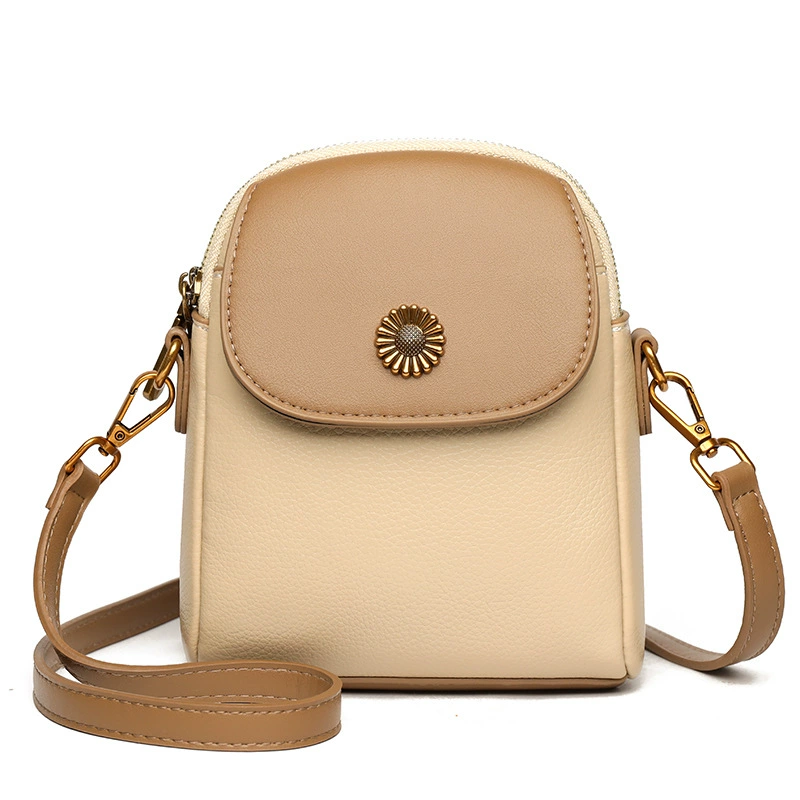 Кожаная сумка-на-одном плечe (shoulder bag) для телефона, стильная компактная crossbody в черном или хаки, вес 0.275 кг
