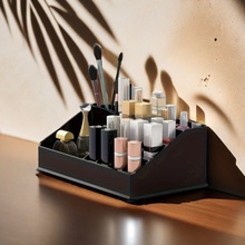 厂家生产 亚克力黑色 口红化妆品收纳盒 唇膏指甲油展示盒