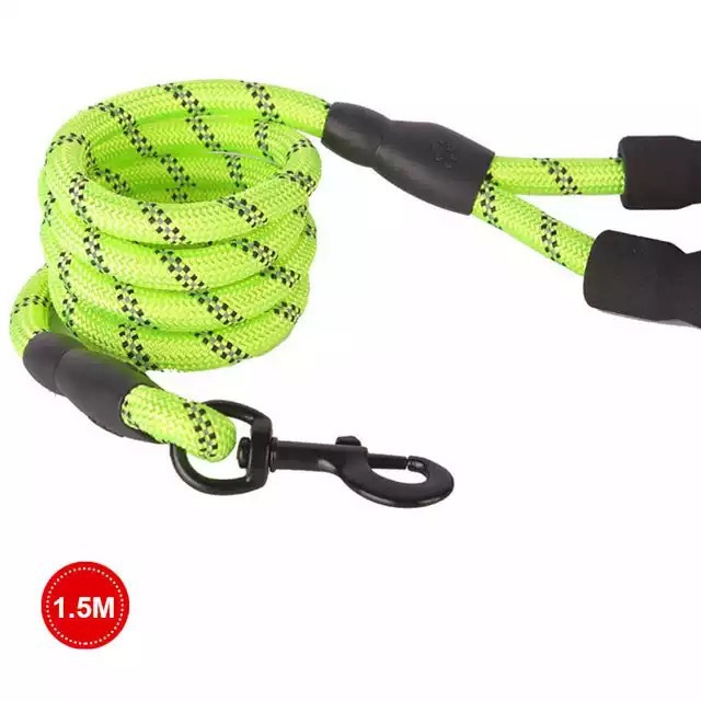Nachtreflektierende Nylon-Rundleine mit Schaumstoff-Zugband für mittlere und große Hunde, mehrfarbig_voghion.com
