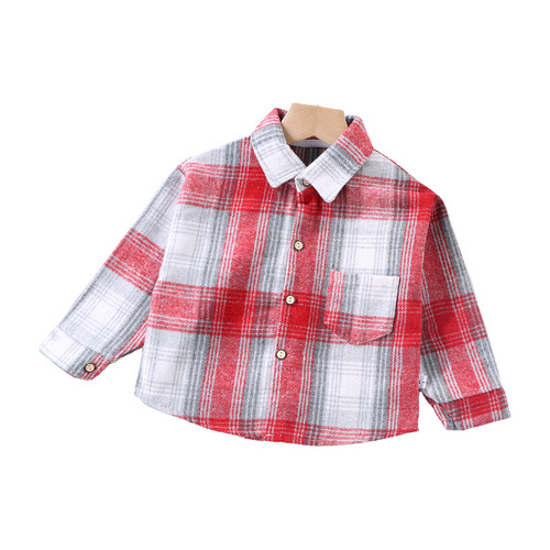 2024 Spring New Arrival Kids' Shirts: Korean-style Boys' and Girls' Lapel Vintage Plaid Cardigans with Long Sleeves – Available for Drop Shipping
