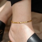 Дизайнерский браслет на ногу, не выцветает, золото 750 пробы, изысканный стиль, легкий роскошный стиль, коллекция 2022