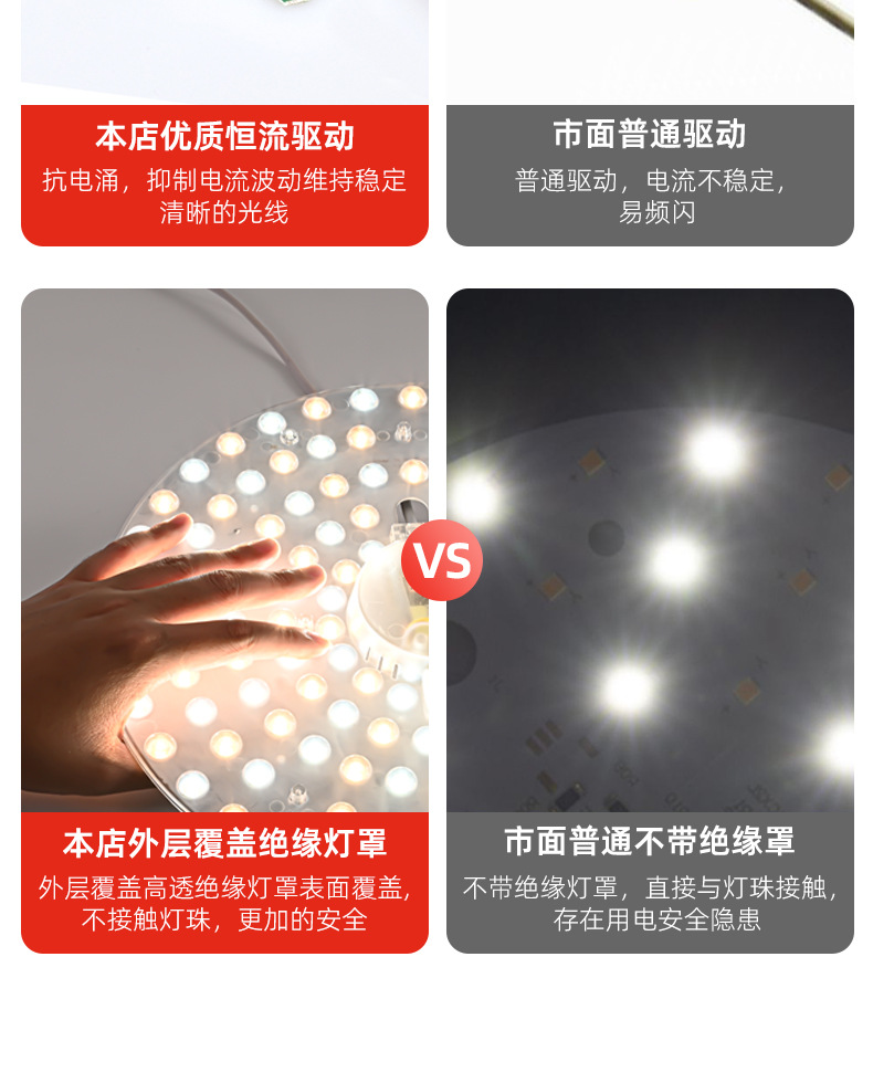 led吸顶灯灯芯 圆形光源模组替换护眼全光谱高显三色变光磁吸灯盘-阿里巴巴