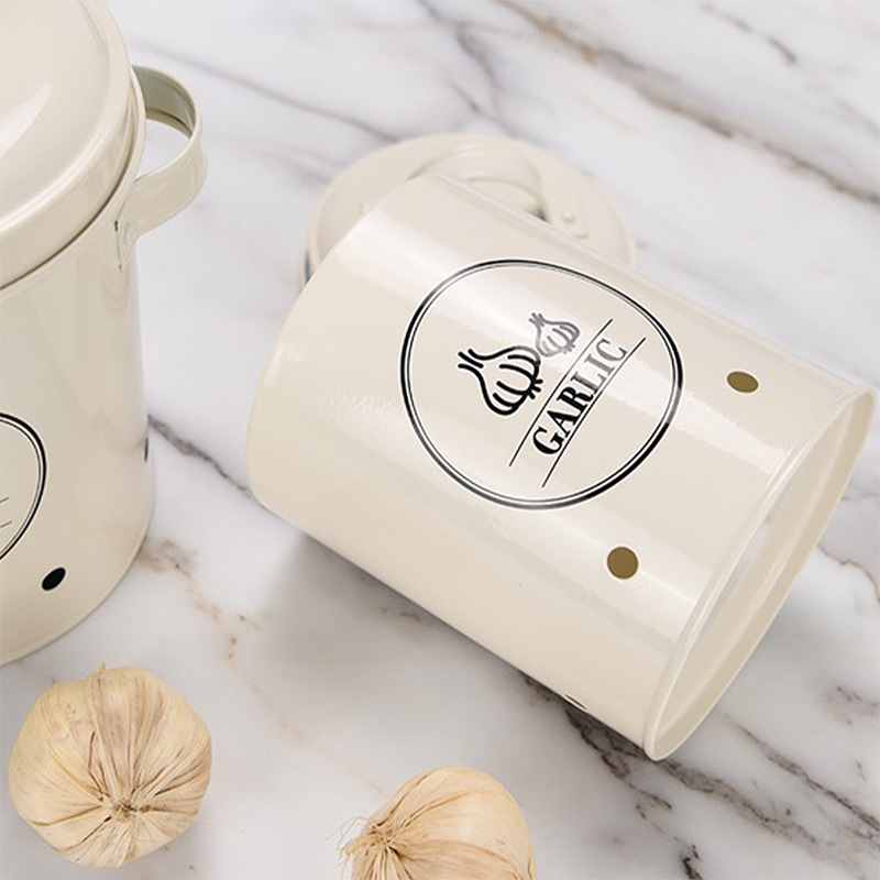 Tanque de almacenamiento de vegetales de hierro forjado para el hogar, papa, jengibre, ajo, cocina fresca, papa, cebolla, cubo de almacenamiento de ajo