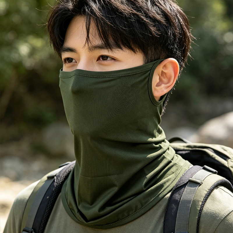 Sun Protection Cycling Mask for Men, Outdoor Breathable Neck Gaiter, Summer Sunshade Neck Cover, Men's Ear-Hanging Face Mask, Camouflage Ear-Hanging