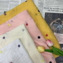 外单秋款纯棉四色刺绣小花棉布 连衣裙衬衫女童裙装女装国风面料