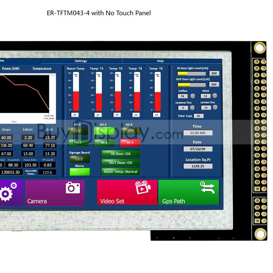 4.3-дюймовый TFT LCD цветной дисплей с контроллером SSD1963/параллельный интерфейс/возможна комплектация сенсорным экраном