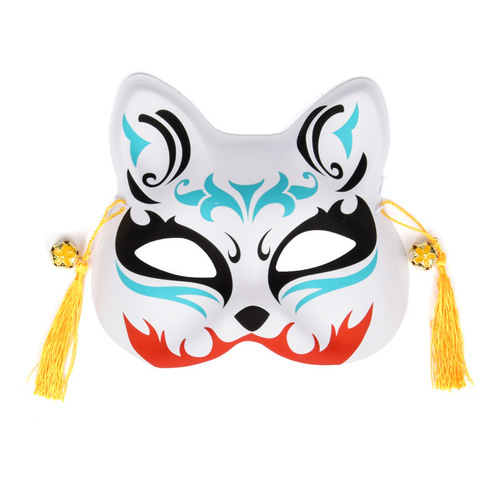Half-face cat-face fox mask hand-painted Japanese style anime party and dance supplies for men, women and children