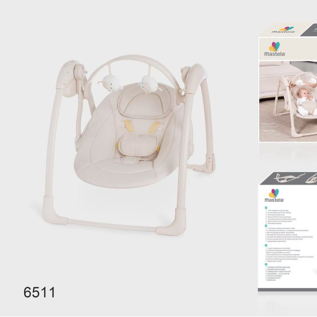 Mastela Kidsren's Rocking Chair Multifunctional Foldableable Portable Baby Cradle Electric Soothing Baby Rocking Bed Cross-Border