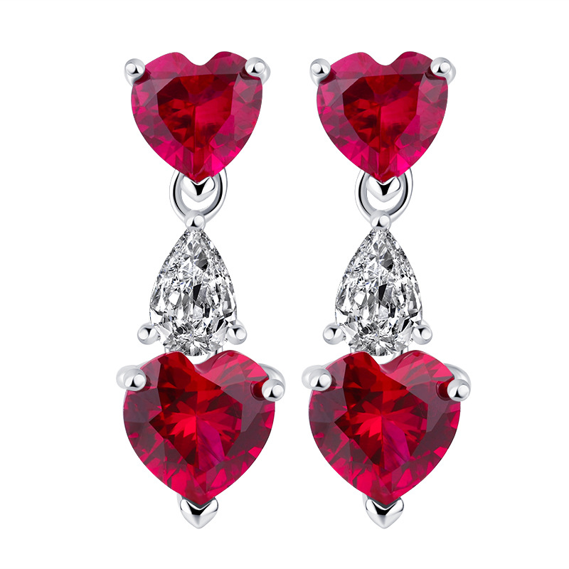 Zhuang Sheng joyería S925 plata embalaje independiente pendientes del perno prisionero precioso tesoro colorido dulce simple pendientes del perno prisionero de las mujeres 6*6-7*7