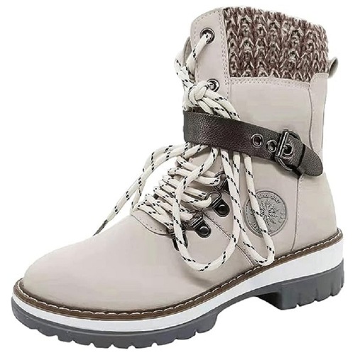 Winter Plus Size Women's Thick-Soled Snow Boots with Hook and Loop Fastening, Heavy Metal College Style