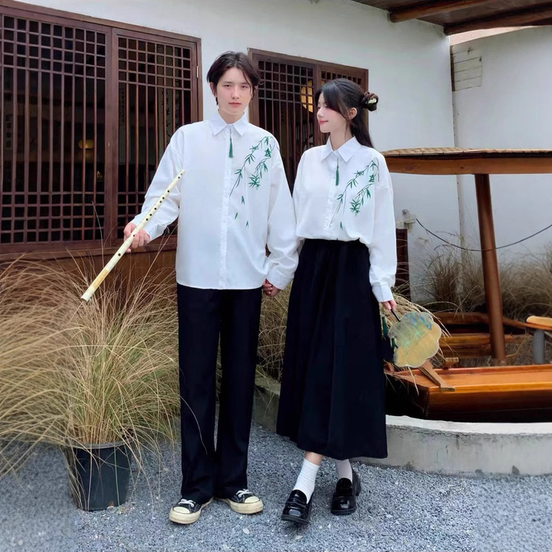 Guofeng Hanfu junior high school students chorus recite antique new Chinese costume high school sports uniform suit