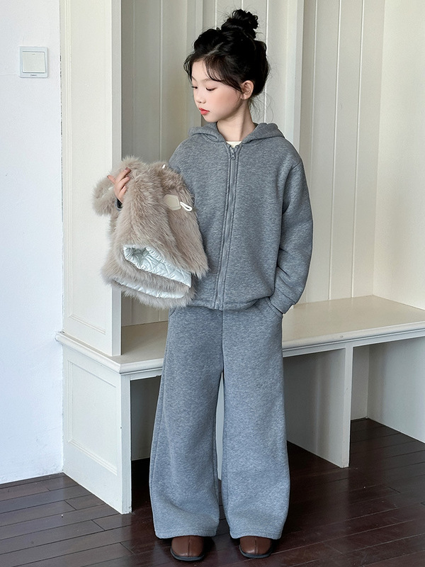 女童冬季加绒加厚套装2025新款韩版洋气儿童装秋冬休闲马甲三件套|undefined