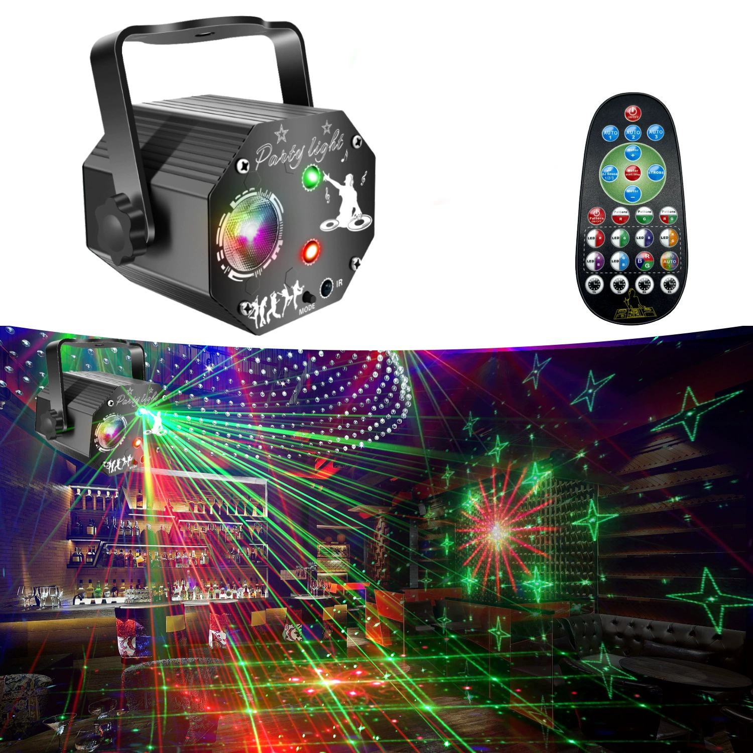 2025 новый мини-лазерный свет LED сценический лазерный стробоскоп для KTV бара атмосферный проектор с узорами PAR свет