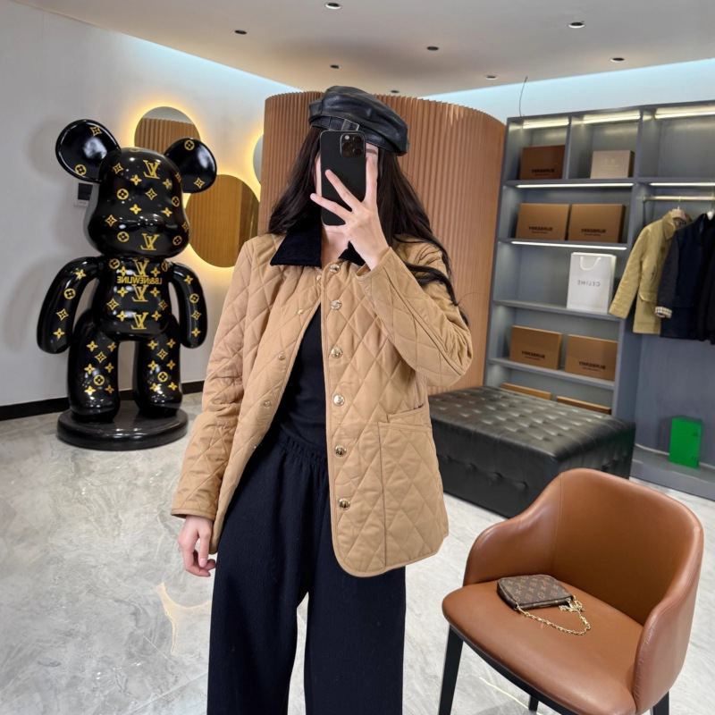 Foreign Trade High Version Bbr Women's Short Cotton Plaid Quilted Corduroy Lapel Jacket Autumn and Winter Foreign Trade High Version Bbr Women's Short Cotton Plaid Quilted Corduroy Lapel Jacket Autumn and Winter