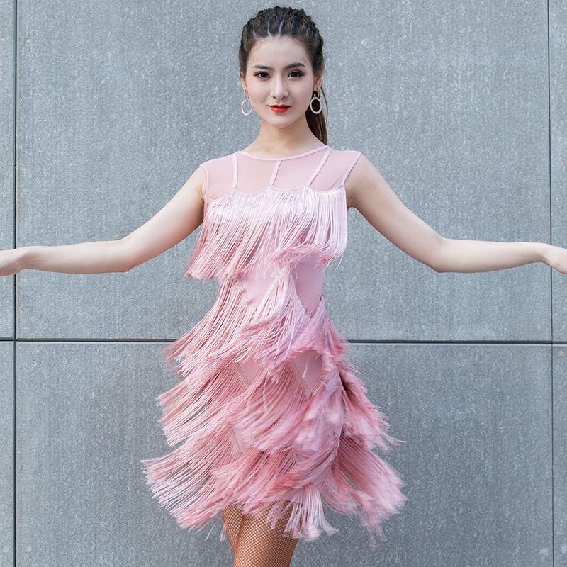 Latin dance tassel dress sexy female adult practice clothing performance dance skirt [+ leggings]
