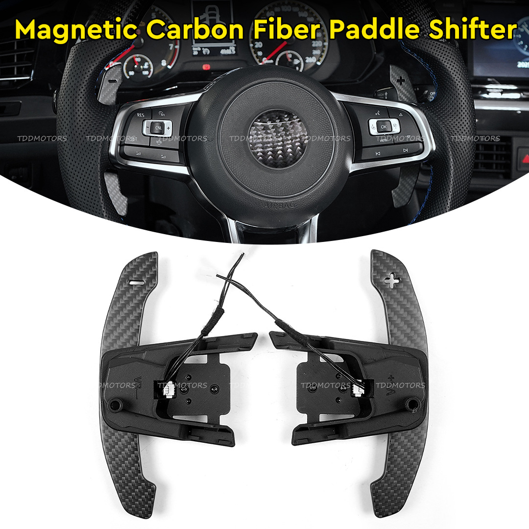 Volkswagen Glossy Carbon Fiber Magnetic Paddle Shifters for Volkswagen MK7 GTI (Steering wheel) - 01-matte-oil