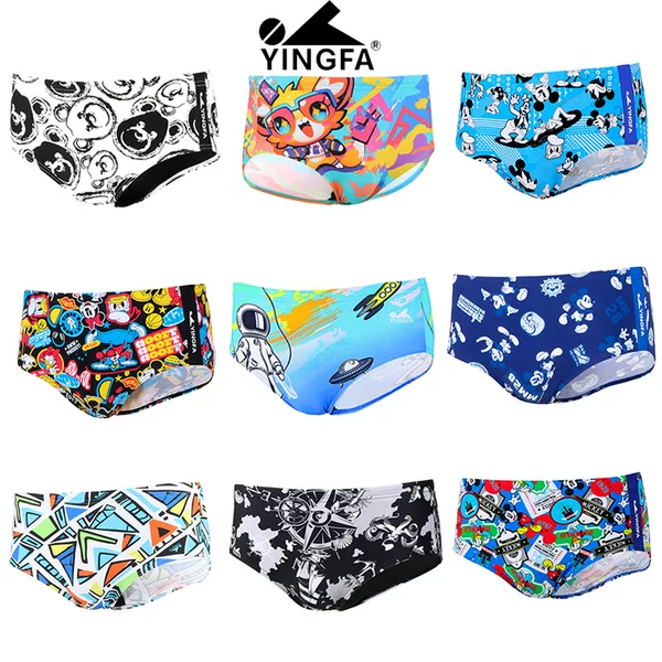 Yingfa Printed Swimming Trunks Men's Briefs Small Boxer Training Shorts Big Boys Student Swimsuit D22070