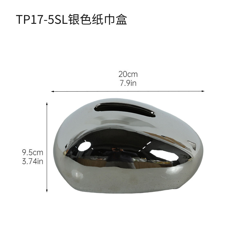 Caja de servillas de cerámica dorada y plateada, caja de servillas domésticas, caja de almacenamiento, mesa de té, caja de extracción, decoración de escritorio, decoración