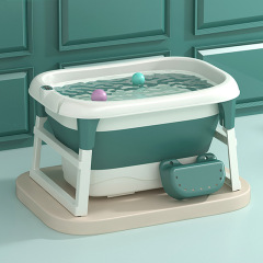 Baby Folding Bathtub, Infant Bath Seat, Wash Basin with Temperature Measurement, Swim Capable, Can Sit or Lie Down, Household Large and Heightened Model