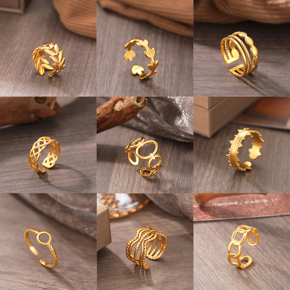trend geometric ring stainless steel hip-hop style heart shaped