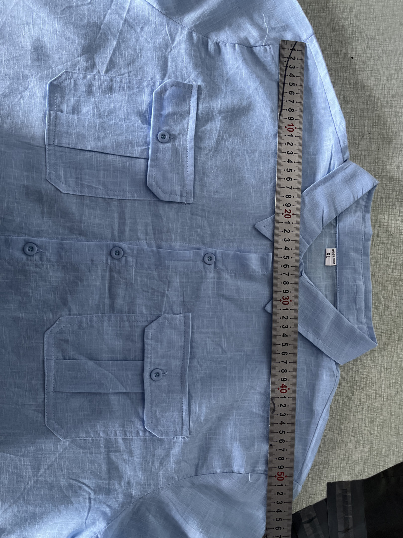 Men's double pocket cotton linen short sleeved casual vacation shirt 7 colors_voghion.com
