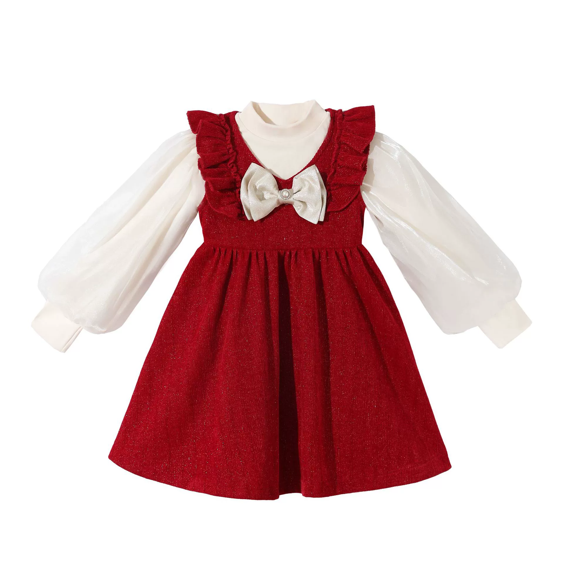 Кариса Dress, зимний флис набор, полупрозрачная юбка Demi-сезона, детский маленький принцесс костюм, увеличенная толщина