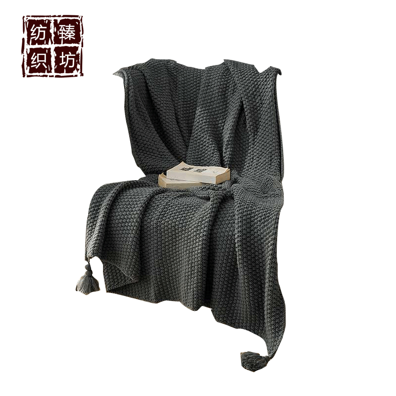 定制加工 四角流苏针织毯休闲午睡空调毯披肩 办公室沙发盖毯