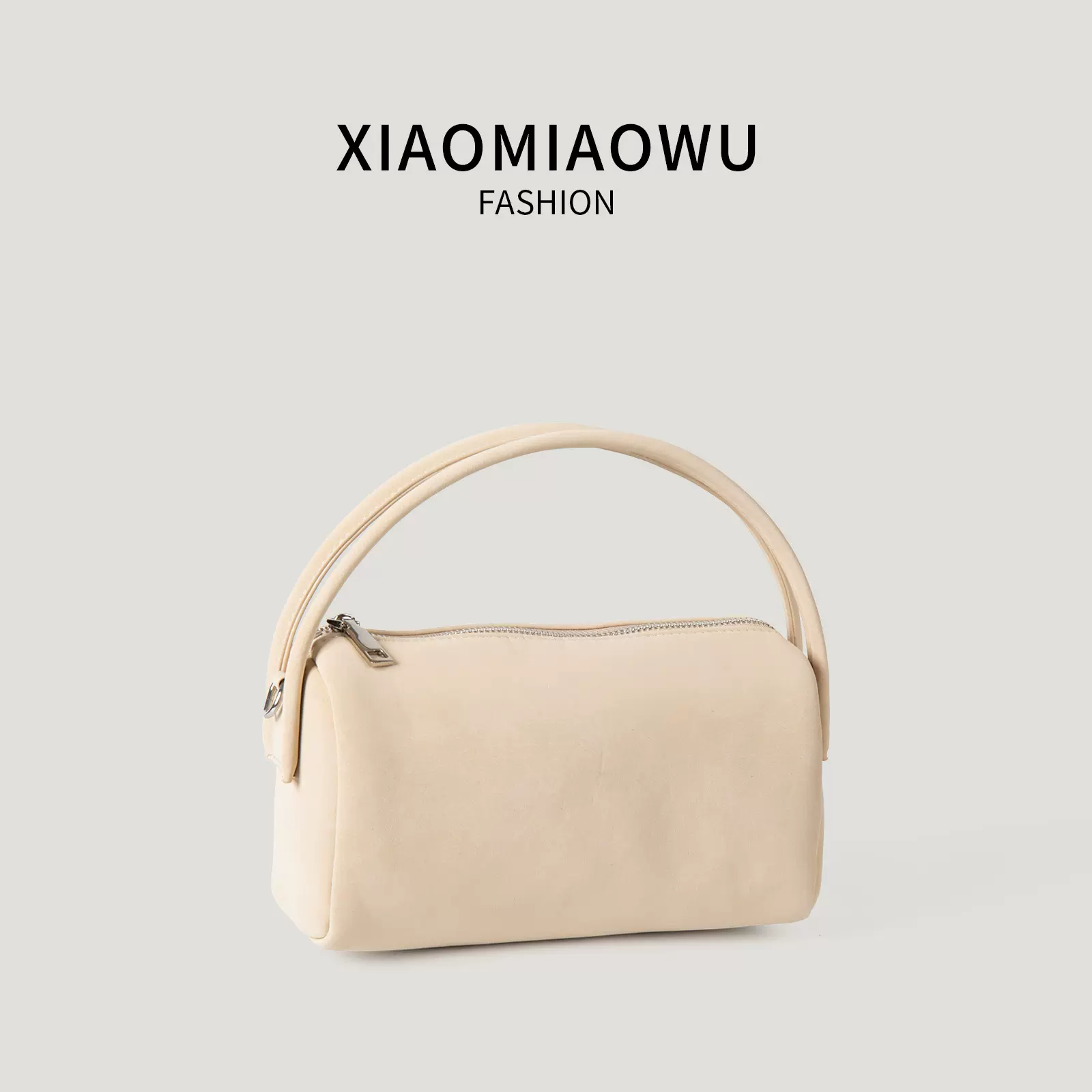 复古麂皮绒波士顿枕头包女士时尚手提包小众高级感通勤单肩斜挎包