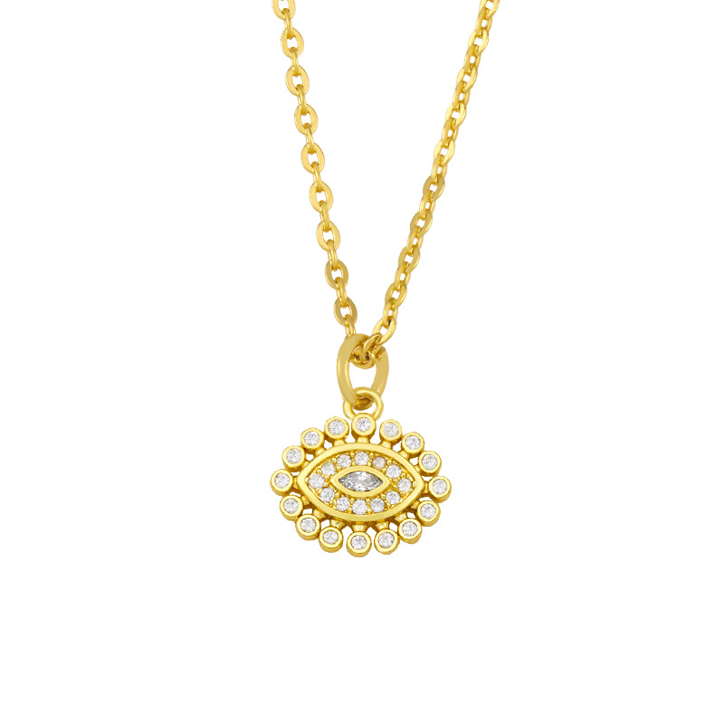 Hip hop butterfly eyes copper zircon necklace