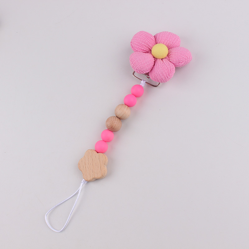 Productos para bebés pacificadores de tetas anti-caída cadena INS cadena de diente de viento flor de madera