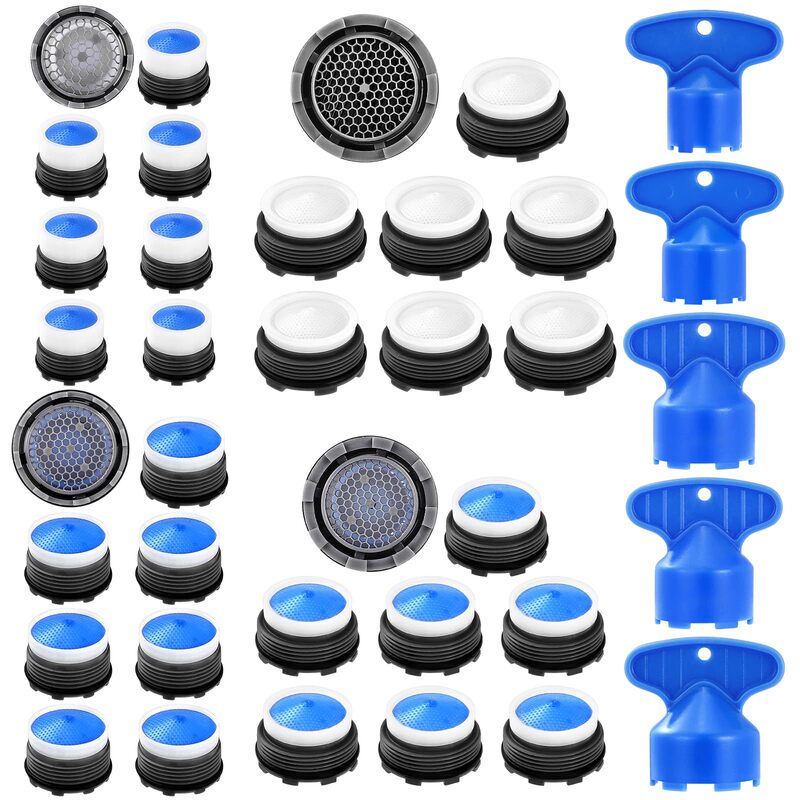 28 Faucet Aerators + 5 Removal Wrenches, Built-In Spout Faucet Built-In Core Aerator 28 Faucet Aerators + 5 Removal Wrenches, Built-In Spout Faucet Built-In Core Aerator