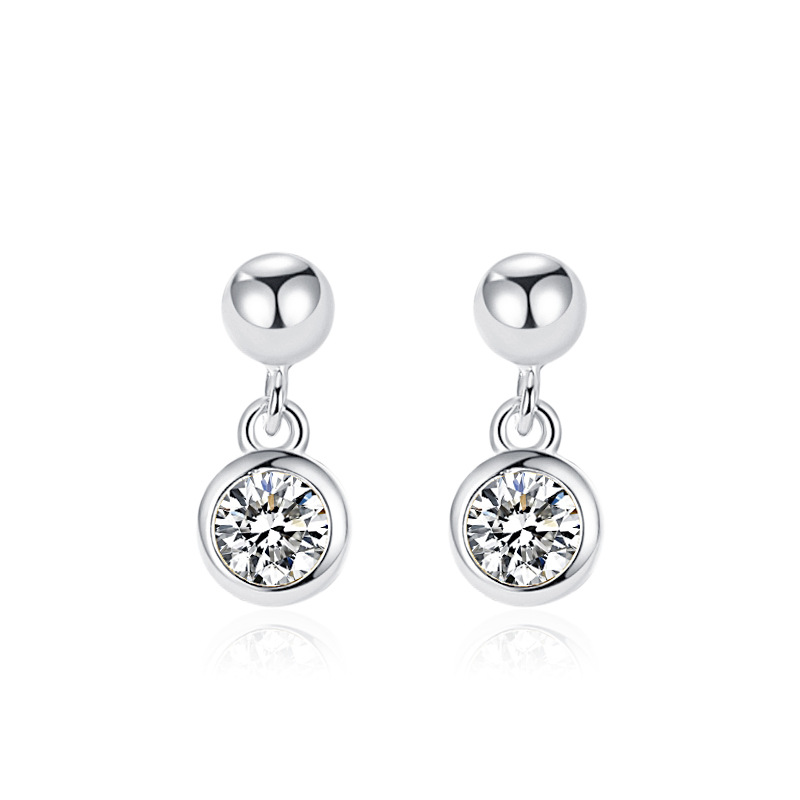 S925 pendientes de plata esterlina de las mujeres solo diamante Luz de lujo borla estilo japonés y coreano moda pequeños pendientes simples temperamento accesorios al por mayor