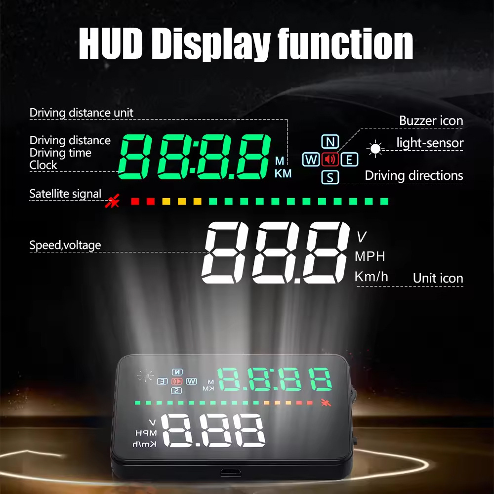 A3 3.5inch Car Hud Head-Up Display Projector Gps Speedometer Obd2 Car Speed Warning